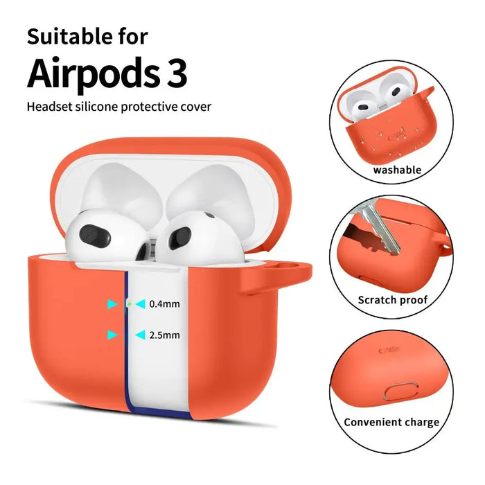 Силиконов калъф Tech-Protect за Apple AirPods 3 - оранжев