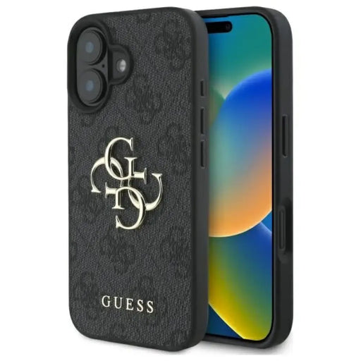 Калъф Guess 4G с голямо лого за iPhone 16 Plus - черен