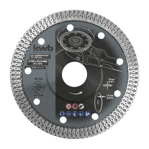ДИАМАНТЕН ДИСК ЗА ТВЪРДА КЕРАМИКА KWB 125x1.4x22.23