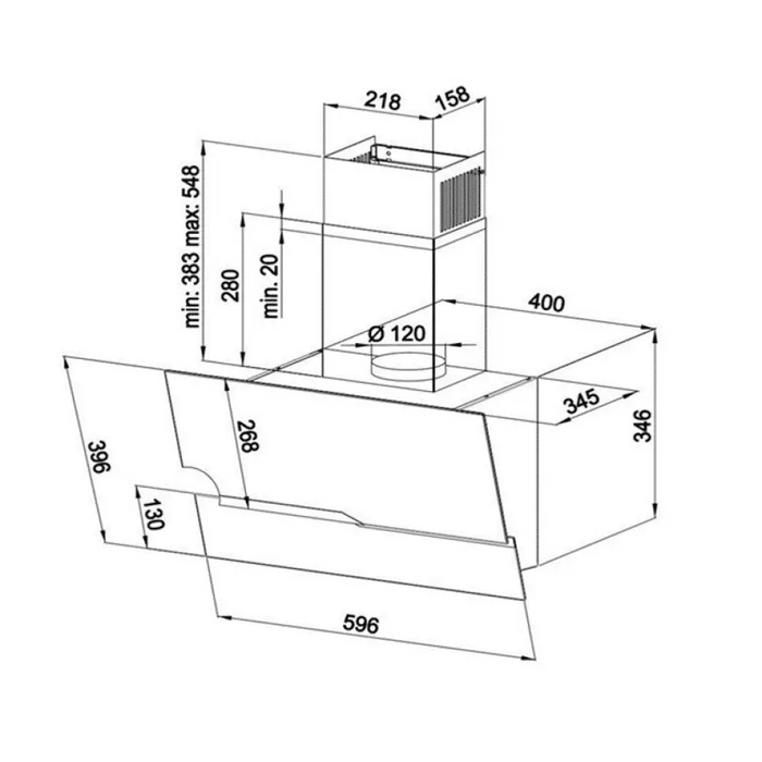 Аспиратор стенен MAAN Zetka 60 620 m3/h Черен