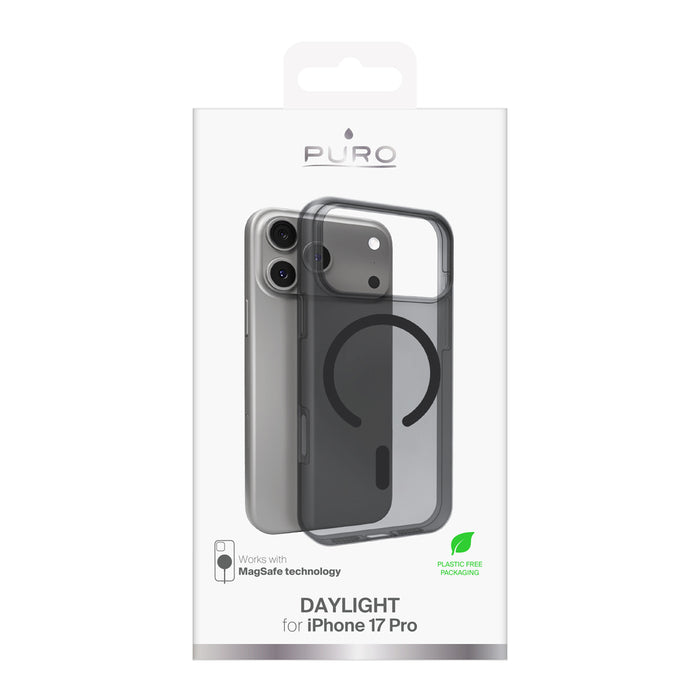 Puro Daylight Magsafe съвместим силиконов калъф за iPhone 17 Pro - полупрозрачен черен