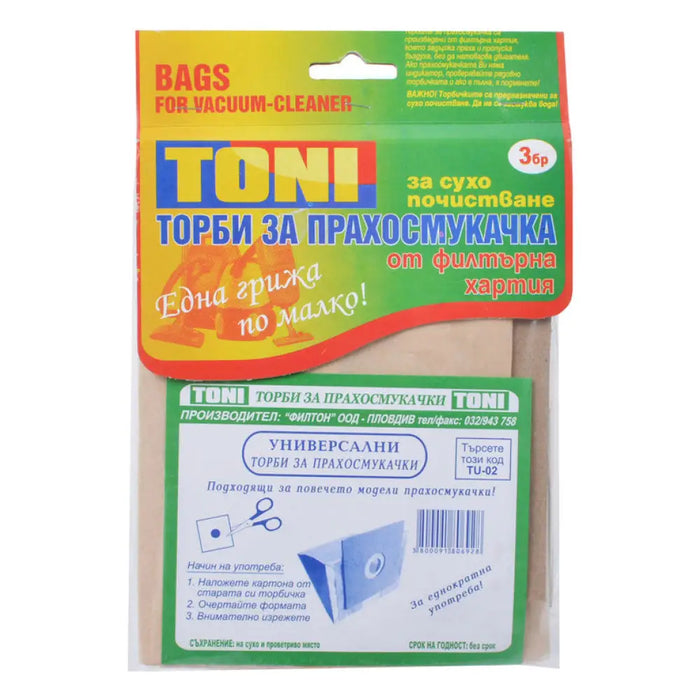 ТОРБИ ЗА ПРАХОСМУКАЧКА TONI ТОРБ. ЗА ПРАХ. TONI TU2 3 БР