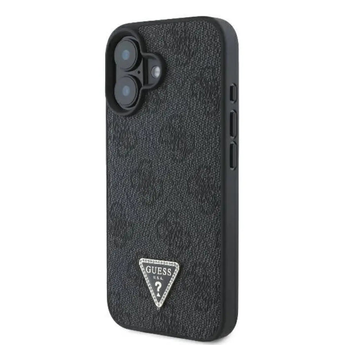 Кожен 4G калъф Guess Triangle Strass MagSafe за iPhone 16