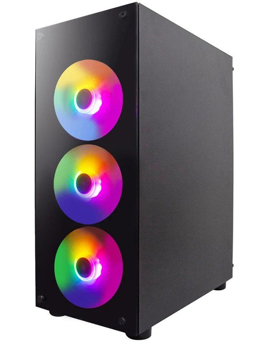 Кутия 1stPlayer - Fire Dancing V3-B RGB, mid tower, черна/прозрачна