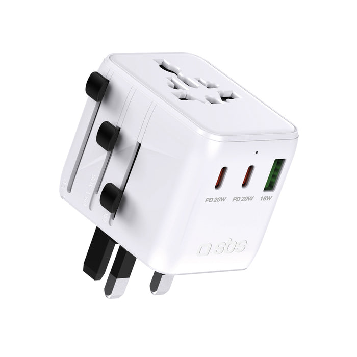 Универсален адаптер за пътуване с USB-A и 2x USB-C P