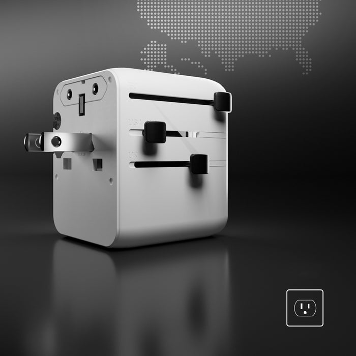 Универсален адаптер за пътуване с USB-A и 2x USB-C P