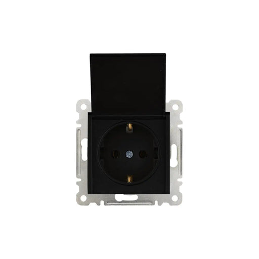 КОНТАКТ ЕДИНИЧЕН С КАПАК МЕХАНИЗЪМ ЧЕРЕН MAKEL KAREA LINE