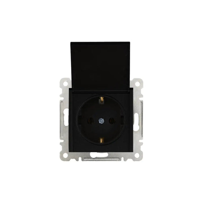 КОНТАКТ ЕДИНИЧЕН С КАПАК МЕХАНИЗЪМ ЧЕРЕН MAKEL KAREA LINE