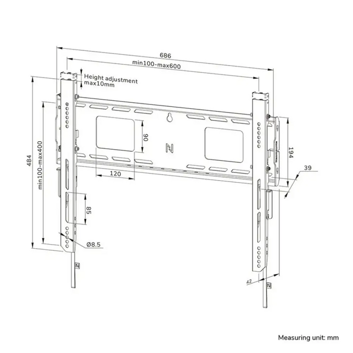 Стойка за стена Neomounts Level-750 (XL 125 kg стойка