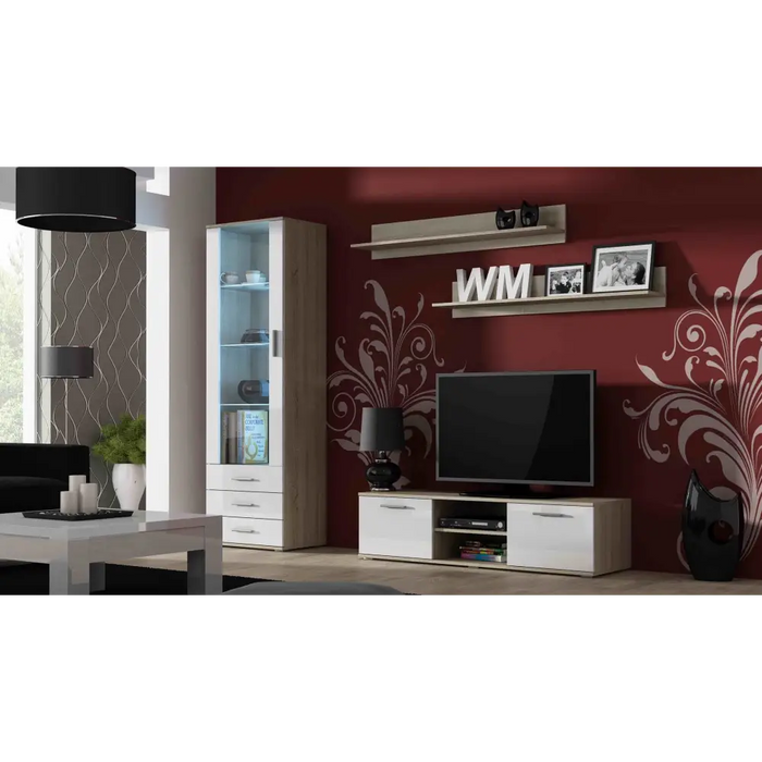 Витрина Cama SOHO S1 дъб сонома/бял гланц