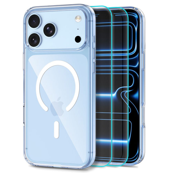 Кейс Tech-Protect FlexAir Hybrid MagSafe + Tech-Protect Glass Fit+ 2 броя закалено стъкло за iPhone 18 Pro Max / 17 Pro Max - прозрачен