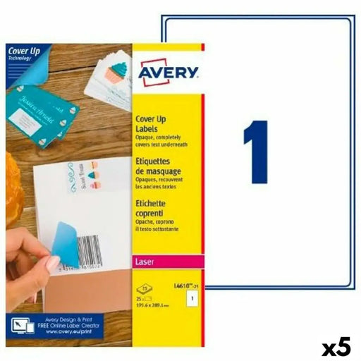 Етикети за принтер Avery L4610 Бял 25 Листи 199,6 x 289,1