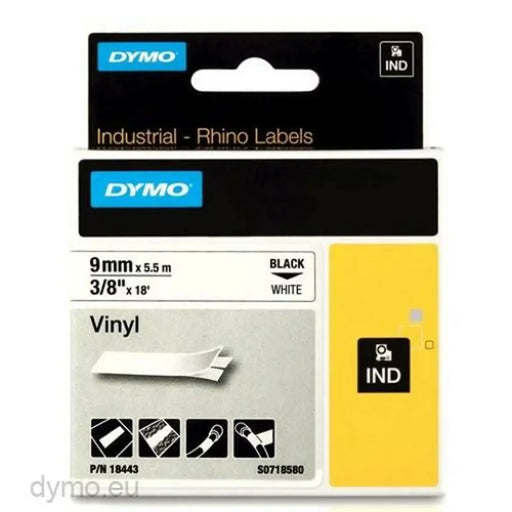 Ламинирана лента за етикетиране Rhino Dymo ID1-9 Бял Черен