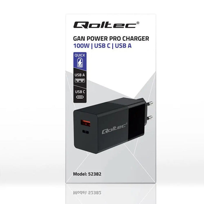 Зарядно устройство Qoltec 52382 GaN POWER PRO | 1xUSB тип C