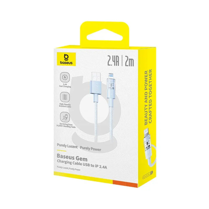 Кабел за бързо зареждане Baseus Gem USB към IP 2.4A 2 м син