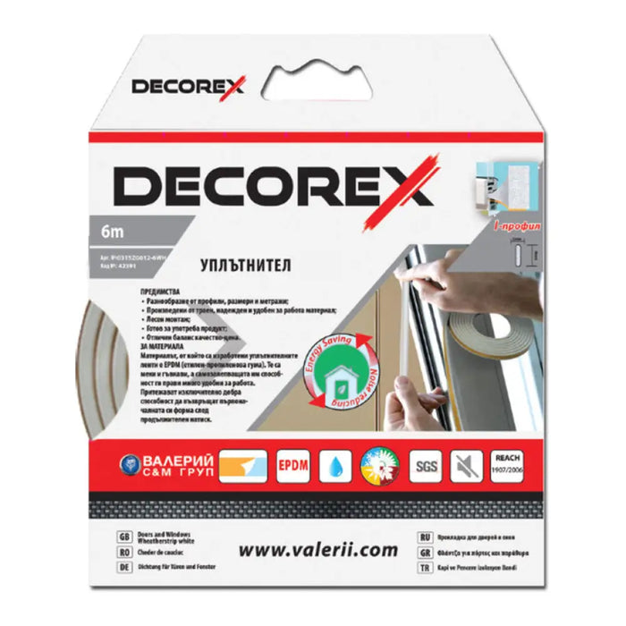 ГУМЕН УПЛЪТНИТЕЛ I-ПРОФИЛ БЯЛ 6 M/2 MM DECOREX