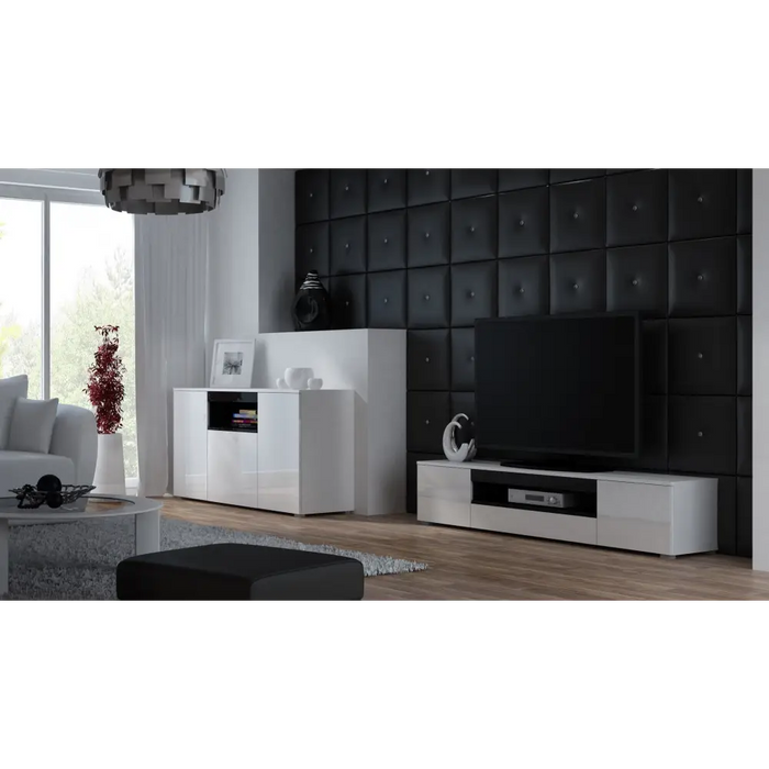 Стойка за телевизор Cama VIVA 180 бяло/бял гланц + черен