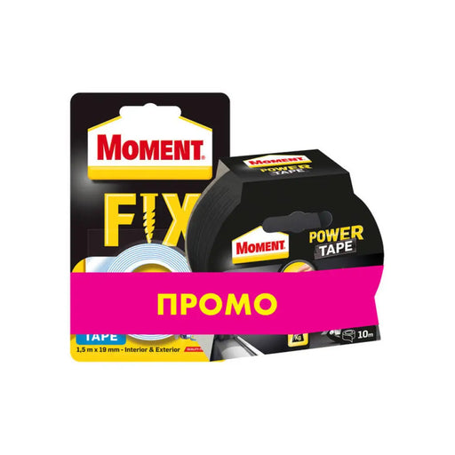 ДВОЙНОЛЕПЯЩА ЛЕНТА 80 KG 1.5MM + ХОБИ ЛЕНТА 10M MOMENT