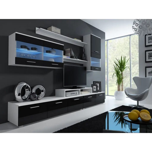 Комплект шкафове Cama LOGO II 250/42/190 бяло/черно гланц