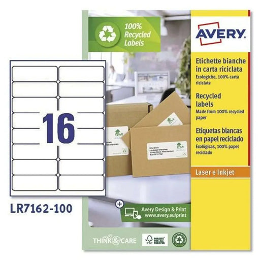Етикети за принтер Avery LR7162 Бял 100 Листи 99,1 x 33,9