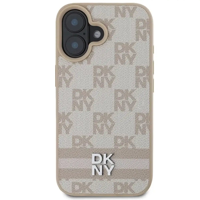 Калъф за iPhone 16 с карирана шарка и щамповани ивици DKNY
