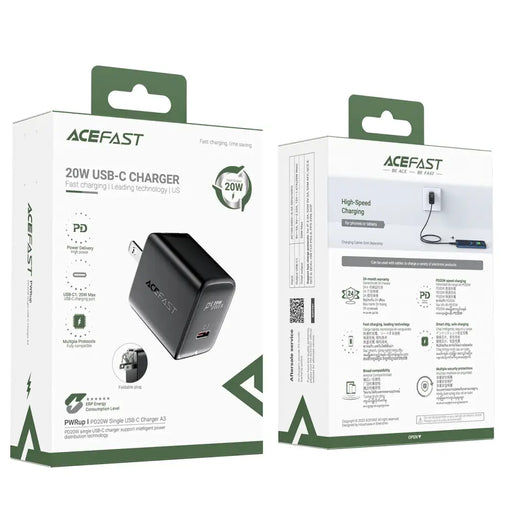 Стенно зарядно устройство Acefast A3 PD20W с USB-C с щепсел