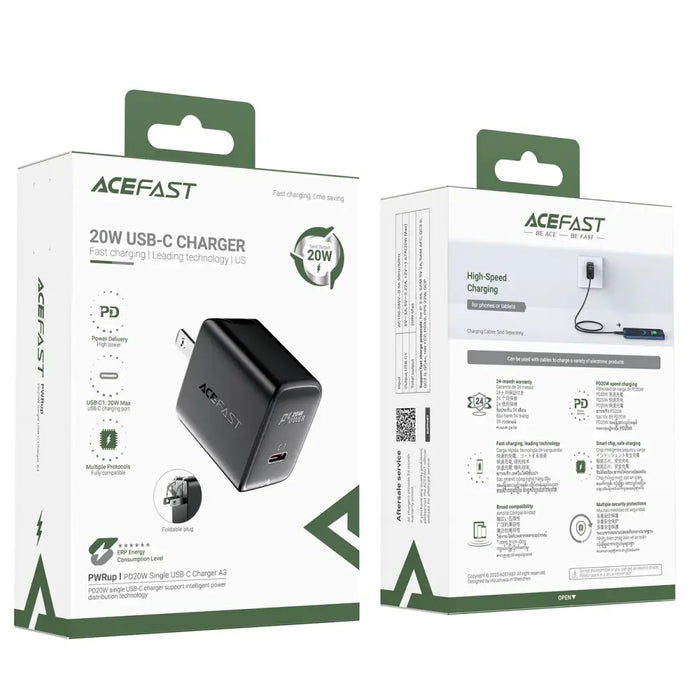 Стенно зарядно устройство Acefast A3 PD20W с USB-C с щепсел