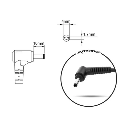зарядно за лаптоп mitsu 19.5v 4.62a (4.0x1.7) - dell 90W