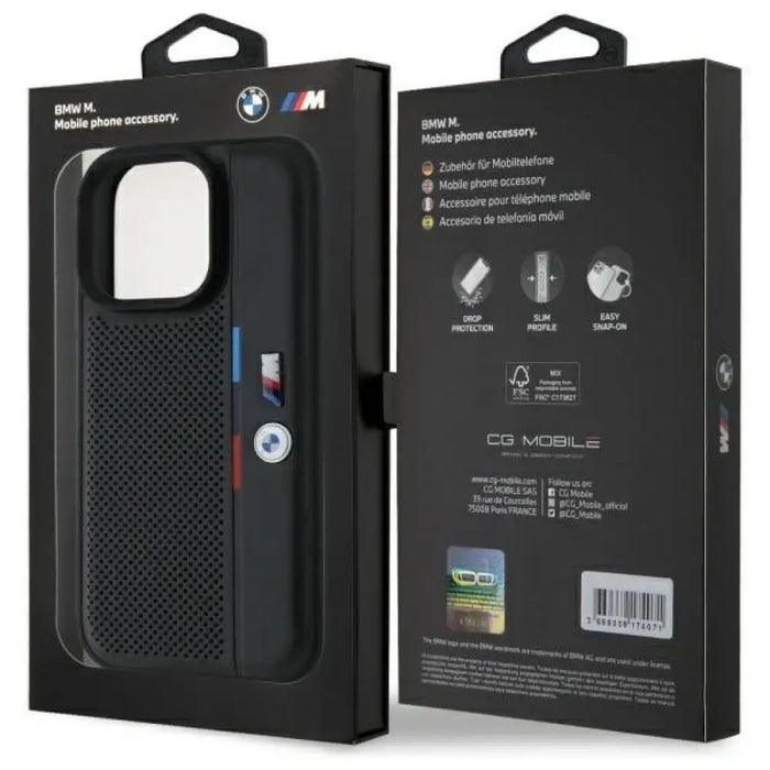 Калъф за iPhone 16 Pro с перфорирана трицветна линия BMW M