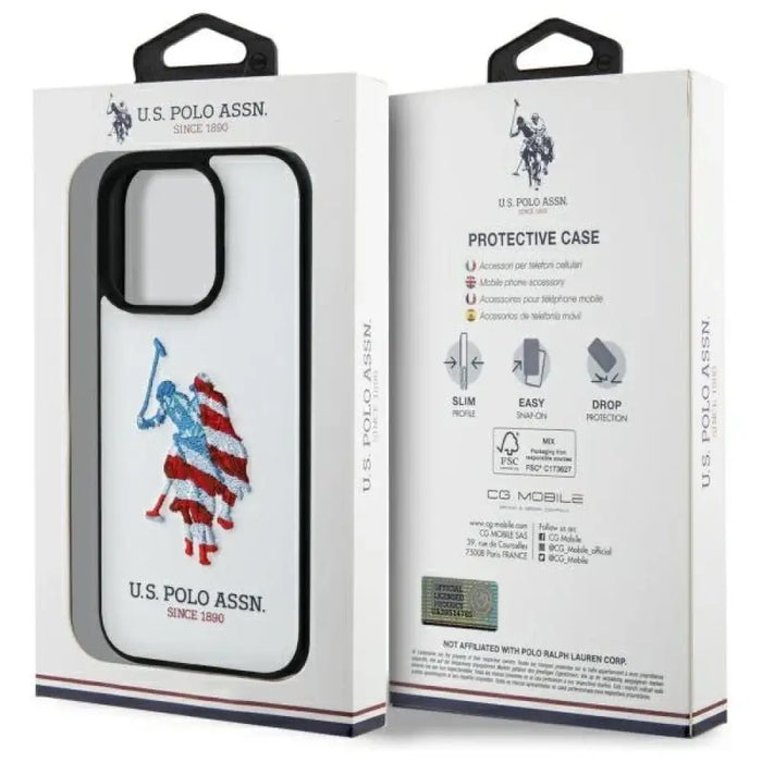 US Polo USHCP15XPUSH iPhone 15 Pro Max 6.7’’ бял/бял кожен