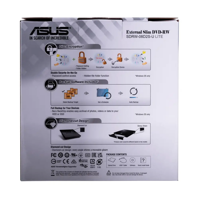 Външно USB DVD записващо устройство ASUS SDRW-08D2S-U LITE