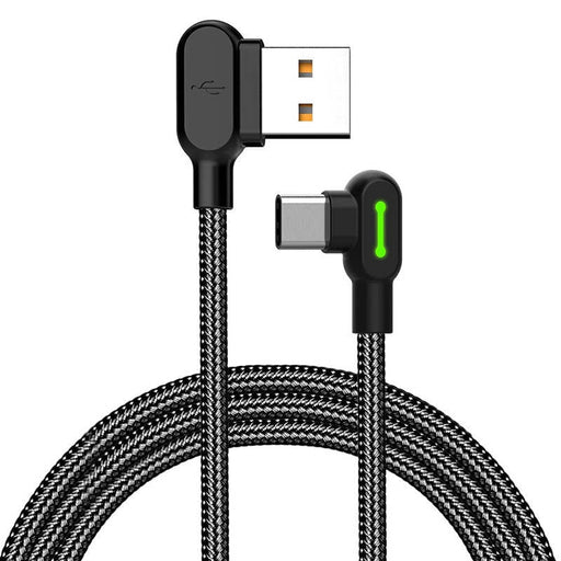 Ъглов кабел Mcdodo CA - 5280 USB към USB - C LED 3m черен