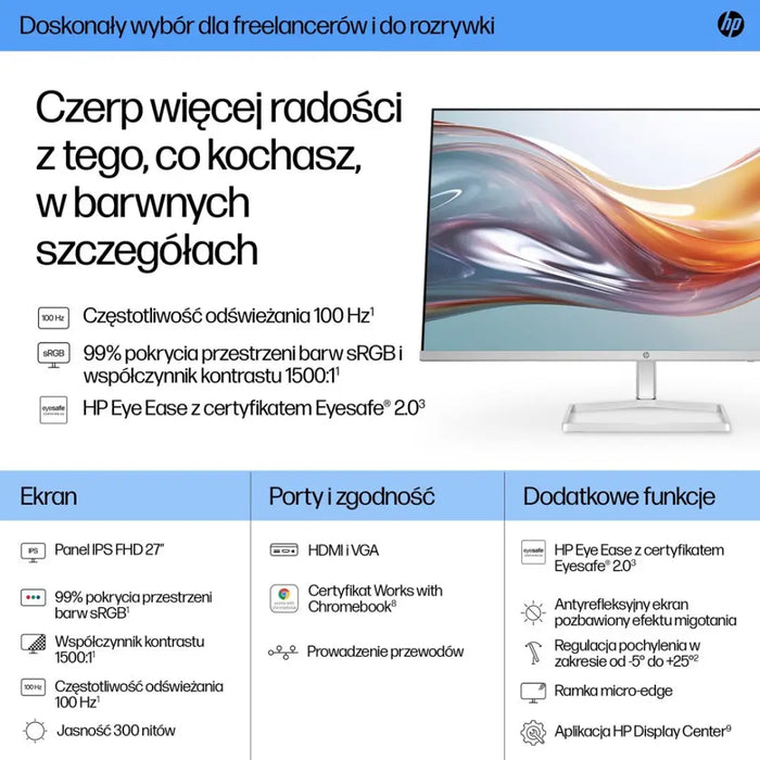 27-инчов монитор HP Series 5 FHD в бяло - 527sw