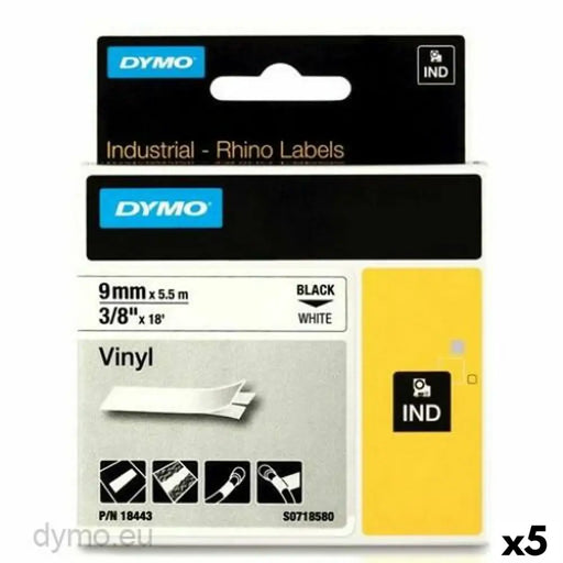 Ламинирана лента за етикетиране Rhino Dymo ID1-9 Бял Черен