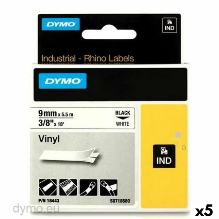 Ламинирана лента за етикетиране Rhino Dymo ID1-9 Бял Черен