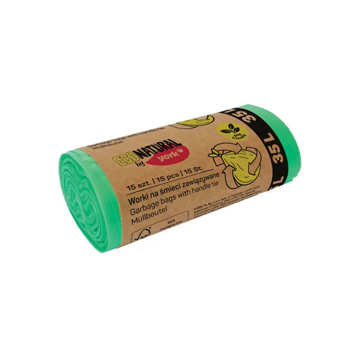 ТОРБИ ЗА ОТПАДЪЦИ С ВРЪЗКА 35L 15БР YORK ECO NATURAL