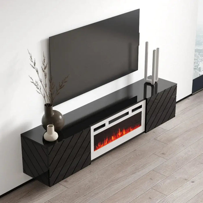 Шкаф RTV LUXE 182.6x34.5x37.5 черен/черен гланц + бяла