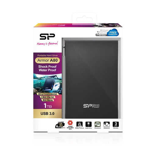 Външен твърд диск Silicon Power Armor A80 1000 GB Черен