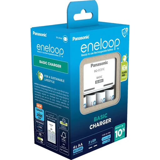 Зарядно за батерии PANASONIC Eneloop Basic BQ-CC51 + 4x AA