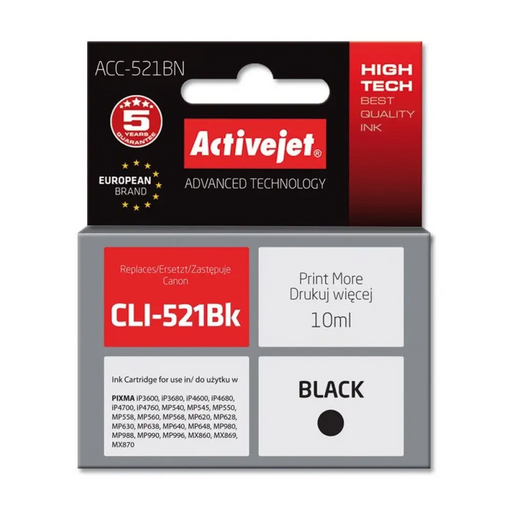 Activejet ACC-521BN Касета с мастило (заместител за Canon