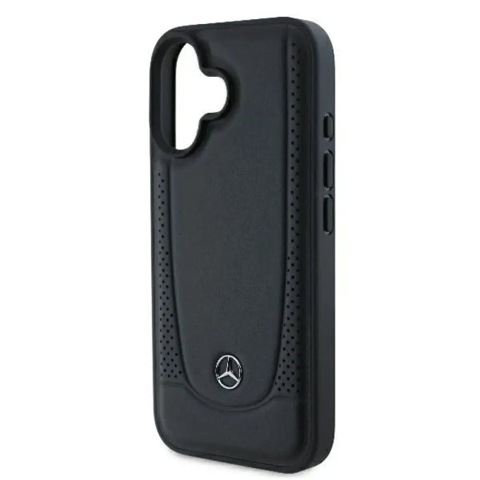 Кожен градски калъф Mercedes за iPhone 16 Plus - черен