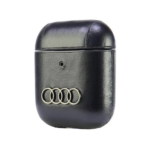 Кожен калъф Audi с голямо лого за AirPods 1 / 2 - черен