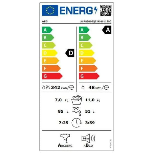 Пералня със сушилня AEG LWR85066QE 11/7 kg AutoDose Wi-Fi