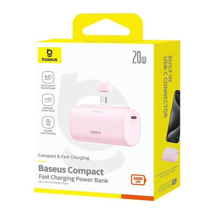 Преносима батерия Baseus Compact USB-C 5000mAh 20W розова