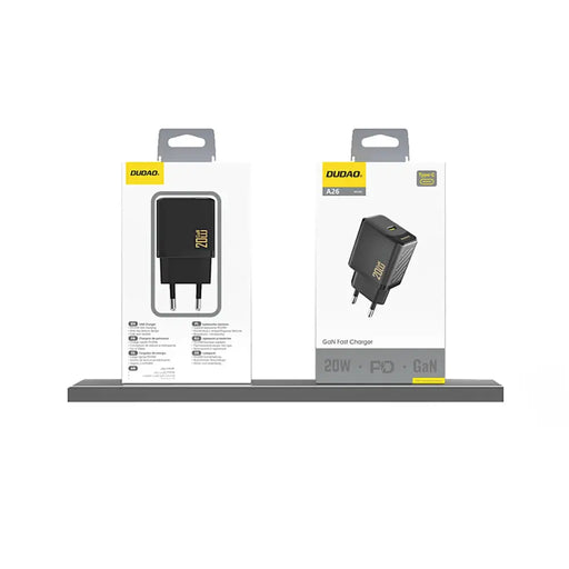 Зарядно устройство Dudao A26 PD20W GaN USB-C - черно