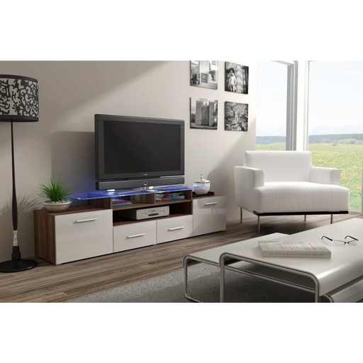 Стойка за телевизор Cama EVORA 200 слива/бял гланц