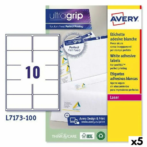 Етикети за принтер Avery L7173 Бял 100 Листи 99,1 x 57 mm