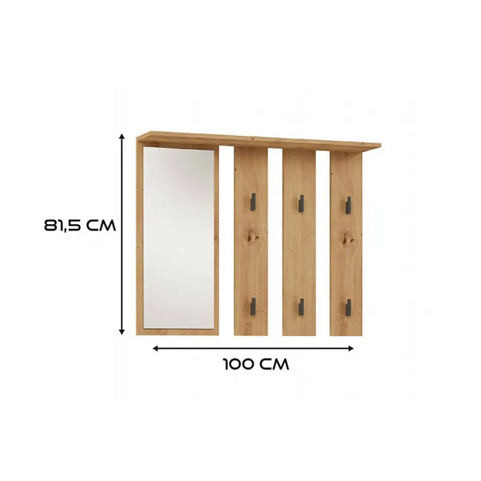 Закачалка + огледало PARMA 100x15x.81.5 см занаятчийски дъб