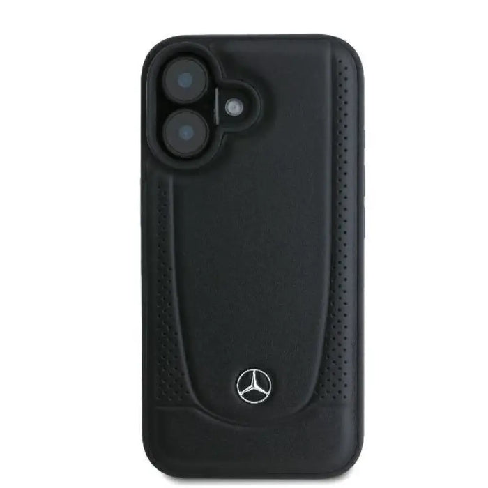 Кожен градски калъф Mercedes за iPhone 16 Plus - черен