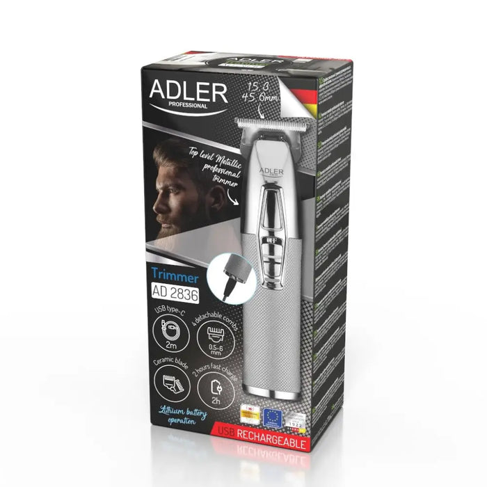 Тример за брада Adler AD 2836S Батерия 4 6 мм сребриста